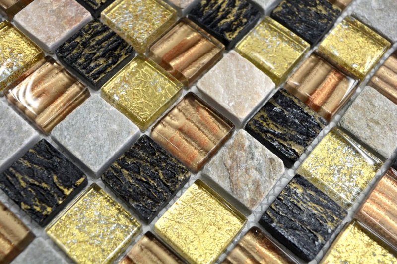 Hand-painted mosaic tile Tile backsplash Translucent gold brown Glass mosaic Crystal stone gold brown texture MOS83-CR17_m