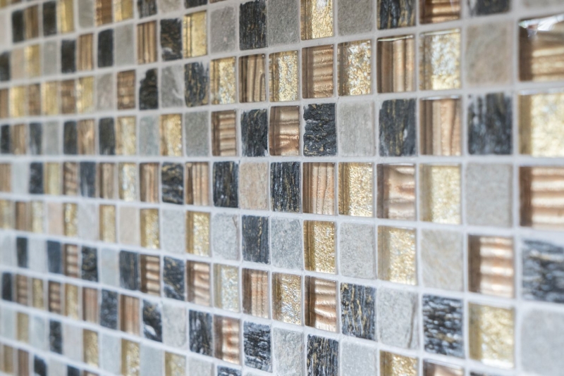Hand-painted mosaic tile Tile backsplash Translucent gold brown Glass mosaic Crystal stone gold brown texture MOS83-CR17_m