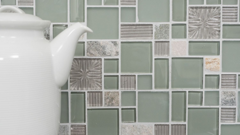 Hand-painted mosaic tile tile backsplash translucent gray combination glass mosaic Crystal stone clear gray matt MOS88-MC669_m