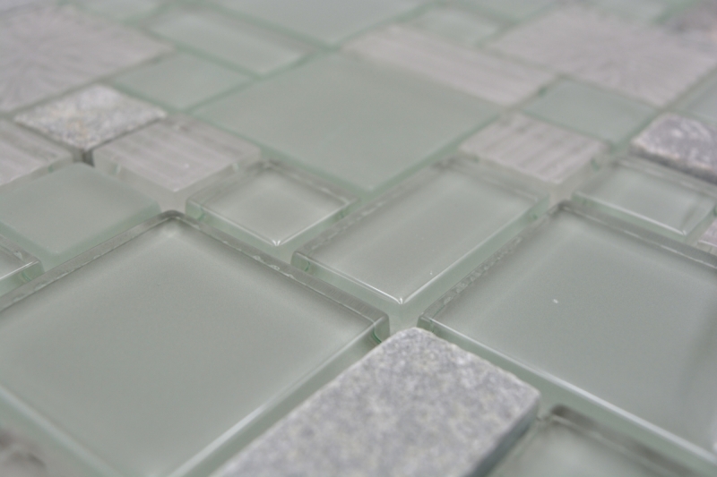 Hand-painted mosaic tile tile backsplash translucent gray combination glass mosaic Crystal stone clear gray matt MOS88-MC669_m