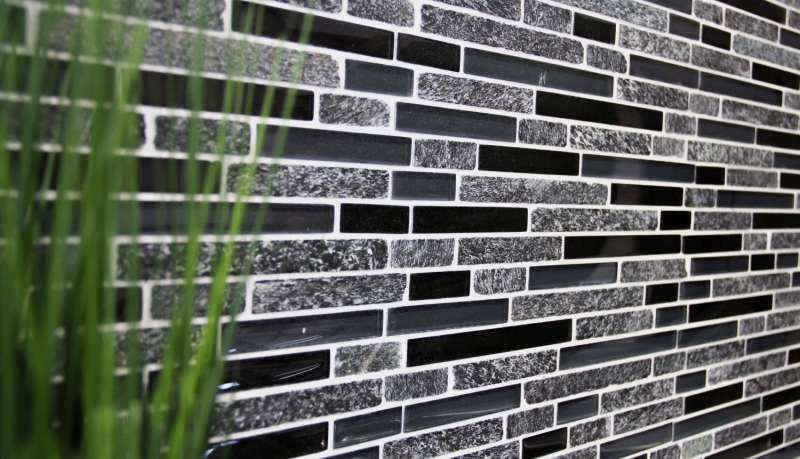 Hand-painted mosaic tile tile mirror translucent gray black composite glass mosaic Crystal stone gray black MOS86-0208_m