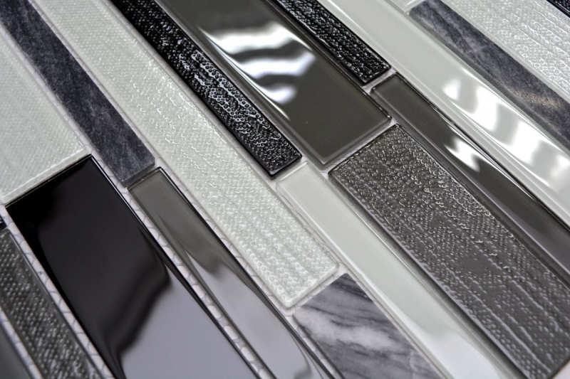 Hand-painted mosaic tile Tile backsplash Translucent gray black Composite glass mosaic Crystal stone clear gray black MOS67-GV34_m