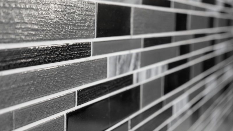 Hand-painted mosaic tile Tile backsplash Translucent gray black Composite glass mosaic Crystal stone gray black MOS67-GV44_m
