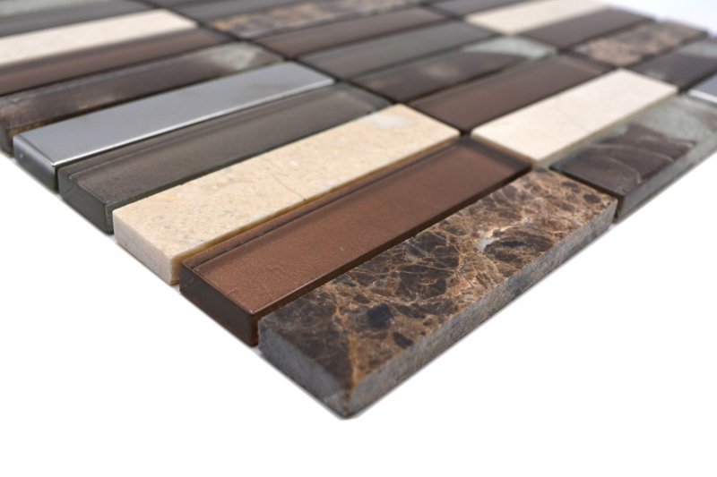 Hand-painted mosaic tile Tile backsplash Translucent brown silver Rectangle Glass mosaic Crystal stone brown MOS87-78X_m