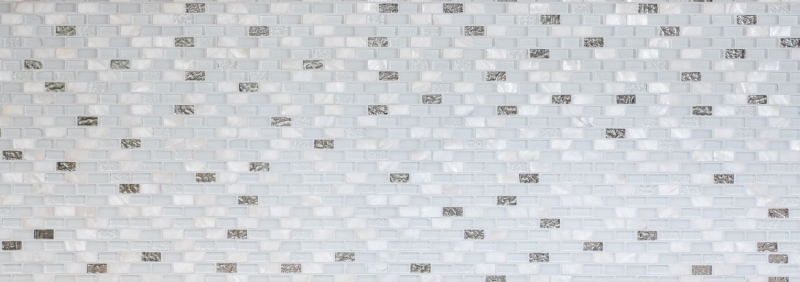 Hand-patterned mosaic tile Tile backsplash Translucent white Brick Glass mosaic Crystal stone Shell white MOS87-B01S_m