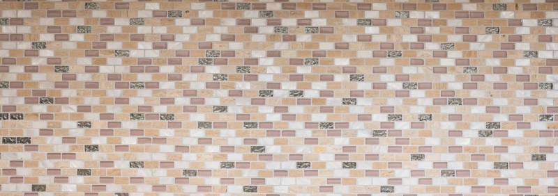 Hand-patterned mosaic tile Tile backsplash Translucent beige Brick Glass mosaic Crystal stone Shell beige MOS87-B05S_m