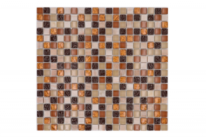 Hand-painted mosaic tile Tile backsplash Translucent beige brown Glass mosaic Crystal stone beige brown MOS92-1206_m