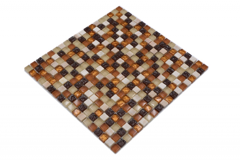 Hand-painted mosaic tile Tile backsplash Translucent beige brown Glass mosaic Crystal stone beige brown MOS92-1206_m