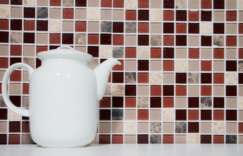 Hand-painted mosaic tile Tile backsplash Translucent brown Glass mosaic Crystal stone brown BATH WC Kitchen WALL MOS92-1304_m