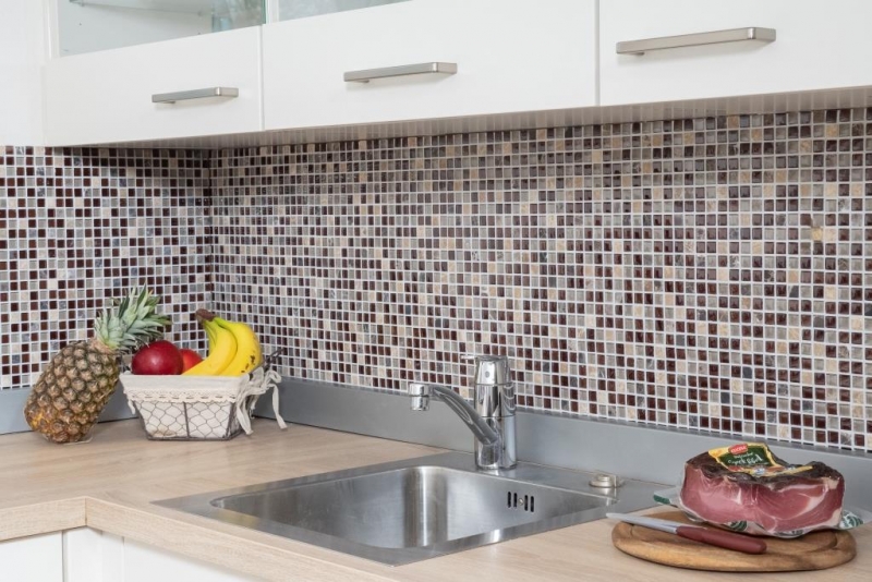 Hand-painted mosaic tile Tile backsplash Translucent brown Glass mosaic Crystal stone brown BATH WC Kitchen WALL MOS92-1304_m