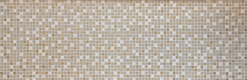 Hand-painted mosaic tile Tile backsplash Translucent white gold Glass mosaic Crystal stone white matt gold MOS92-1201_m