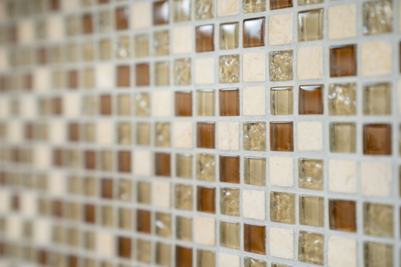 Hand-painted mosaic tile Tile backsplash Translucent beige Glass mosaic Crystal stone beige MOS92-1204_m