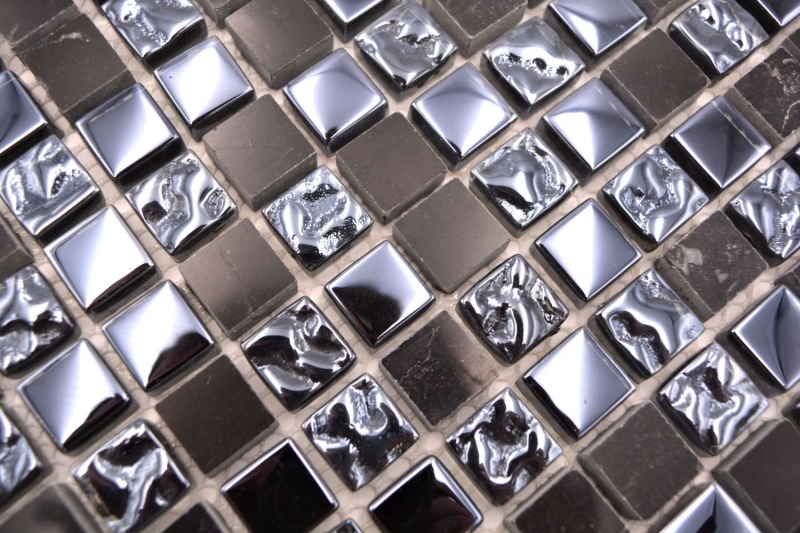 Hand-painted mosaic tile Tile backsplash Translucent gray black Glass mosaic Crystal stone gray black MOS92-0302_m