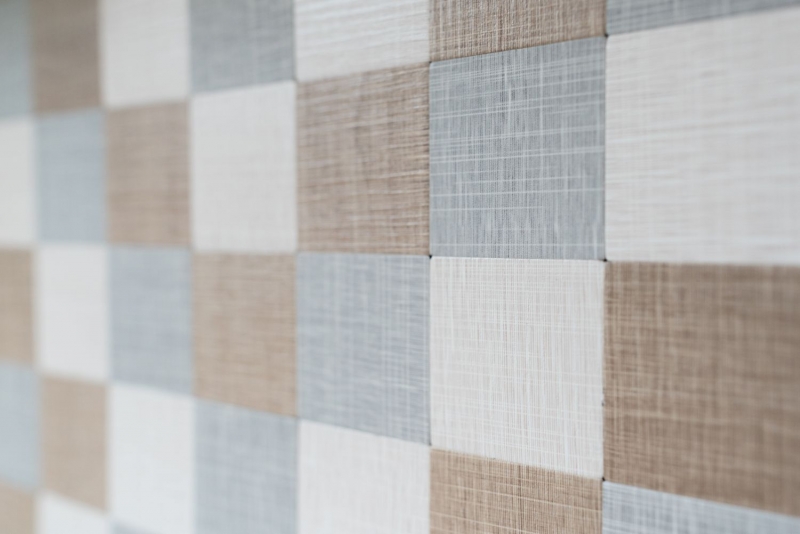 Hand pattern mosaic tile tile mirror self-adhesive aluminum cream beige gray metal textile look MOS200-2622_m