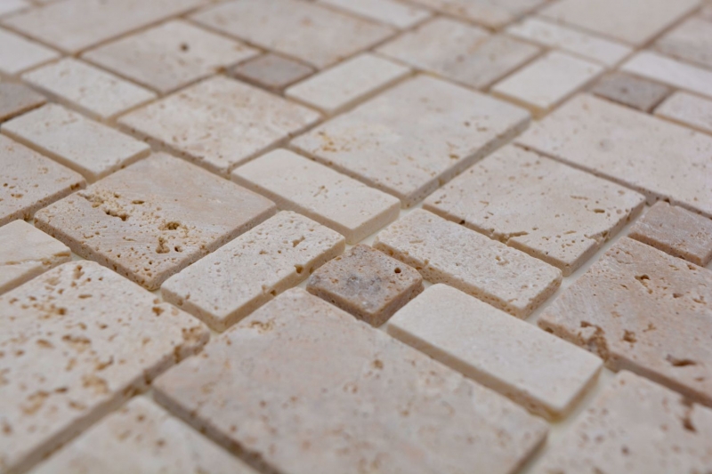 Hand sample mosaic tile Tile backsplash self-adhesive travertine natural stone beige combination travertine beige MOS200-4CM14_m