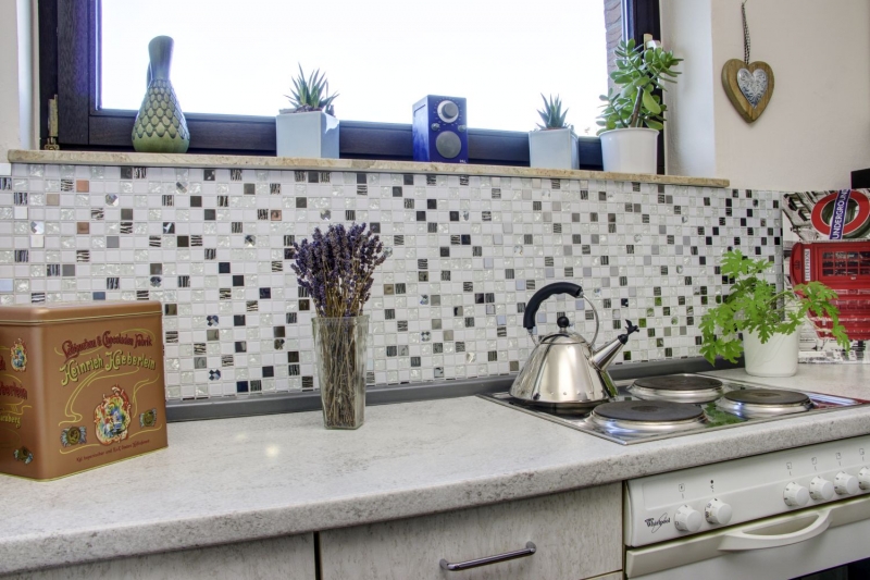 Hand pattern mosaic tile Tile mirror self-adhesive Translucent stainless steel white Glass mosaic Crystal steel white Glass MOS200-4CM24_m
