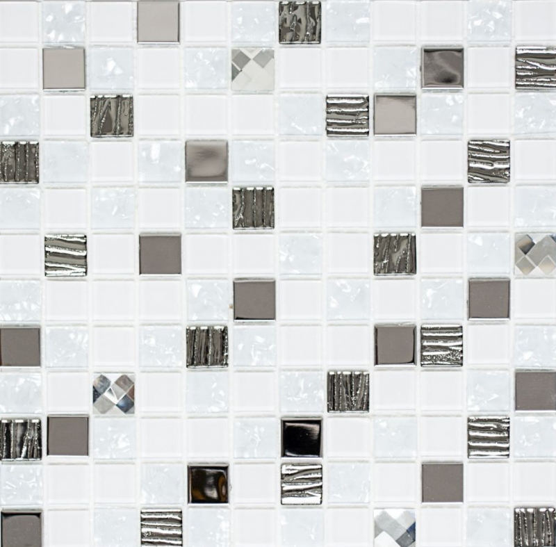 Hand pattern mosaic tile Tile mirror self-adhesive Translucent stainless steel white Glass mosaic Crystal steel white Glass MOS200-4CM24_m