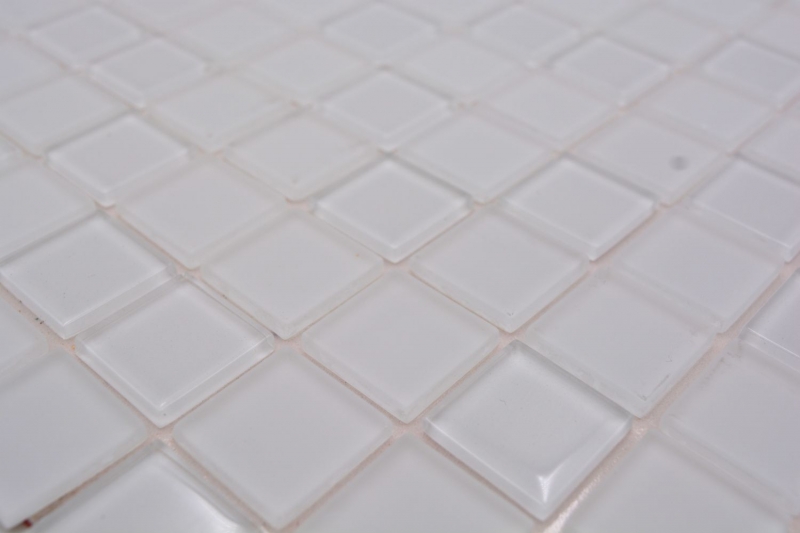 Hand sample mosaic tile Tile backsplash self-adhesive Translucent white Glass mosaic Crystal white matt white MOS200-4CM20_m