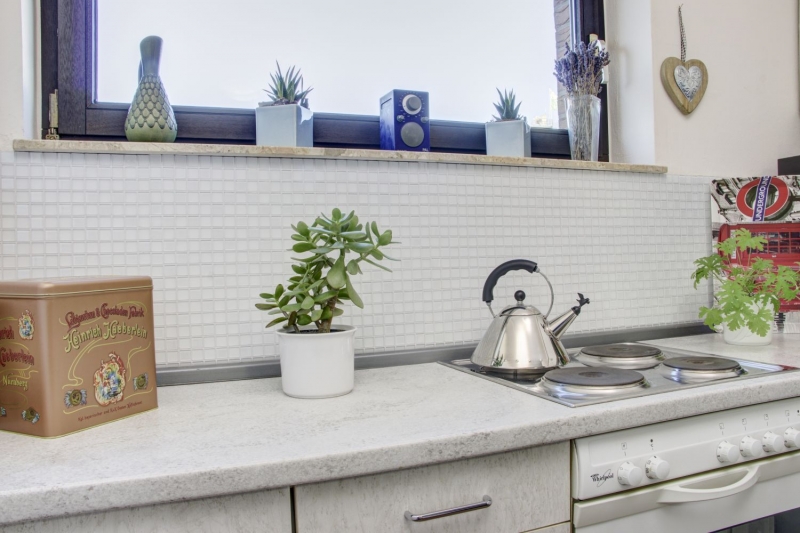 Hand sample mosaic tile Tile backsplash self-adhesive Translucent white Glass mosaic Crystal white matt white MOS200-4CM20_m