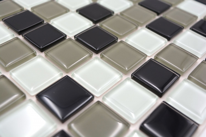 Hand sample mosaic tile Tile backsplash self-adhesive Translucent brown black white Glass mosaic Crystal brown black white MOS200-4CM30_m