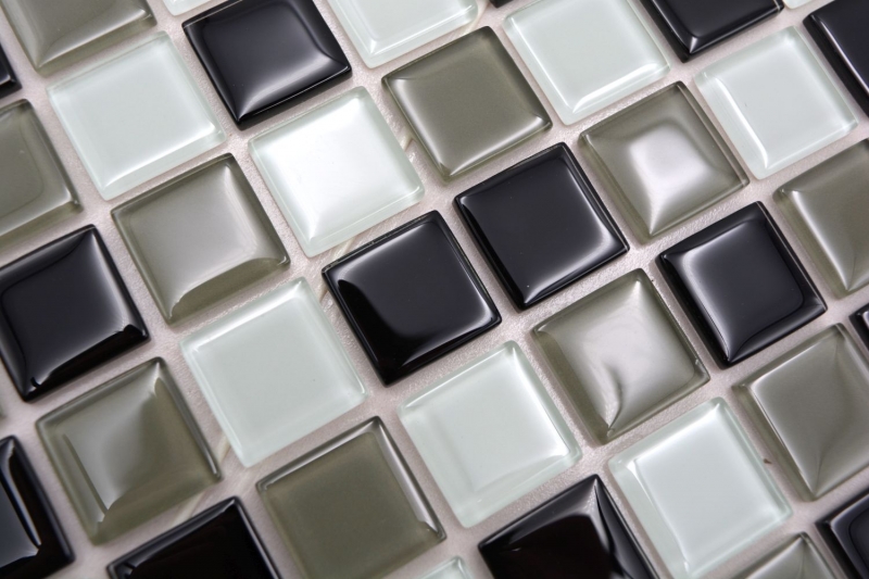 Hand sample mosaic tile Tile backsplash self-adhesive Translucent brown black white Glass mosaic Crystal brown black white MOS200-4CM30_m