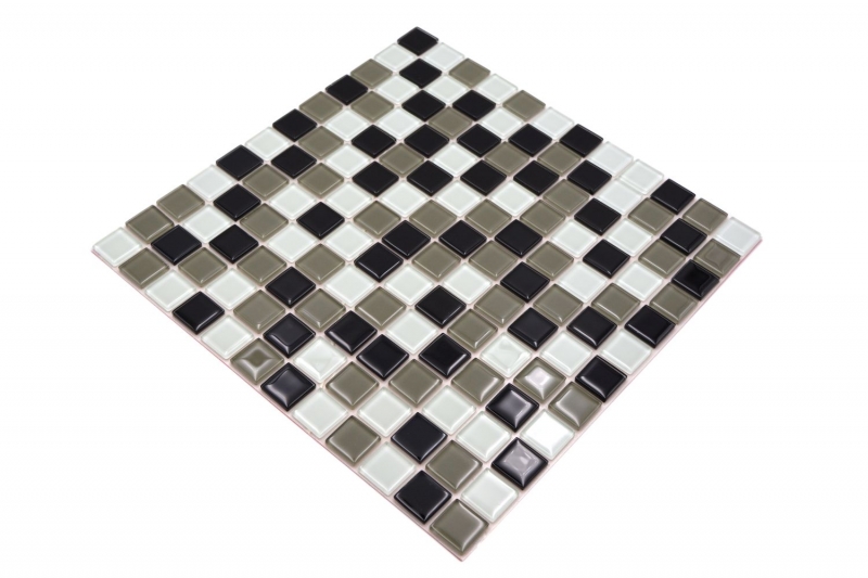 Hand sample mosaic tile Tile backsplash self-adhesive Translucent brown black white Glass mosaic Crystal brown black white MOS200-4CM30_m