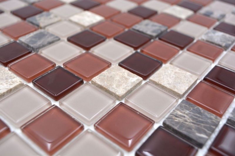 Hand pattern mosaic tile Tile backsplash self-adhesive Translucent stone beige brown Glass mosaic Crystal stone beige brown emperador MOS200-4M352_m
