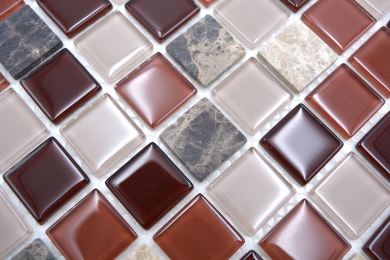 Hand pattern mosaic tile Tile backsplash self-adhesive Translucent stone beige brown Glass mosaic Crystal stone beige brown emperador MOS200-4M352_m