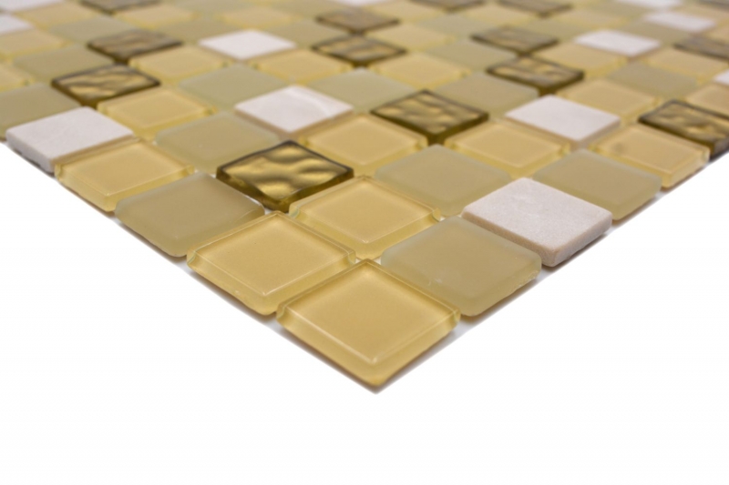 Hand sample mosaic tile Tile backsplash self-adhesive Translucent stone white gold Glass mosaic Crystal stone white matt gold MOS200-4M362_m