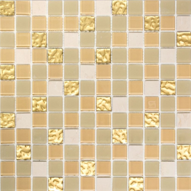 Hand sample mosaic tile Tile backsplash self-adhesive Translucent stone white gold Glass mosaic Crystal stone white matt gold MOS200-4M362_m