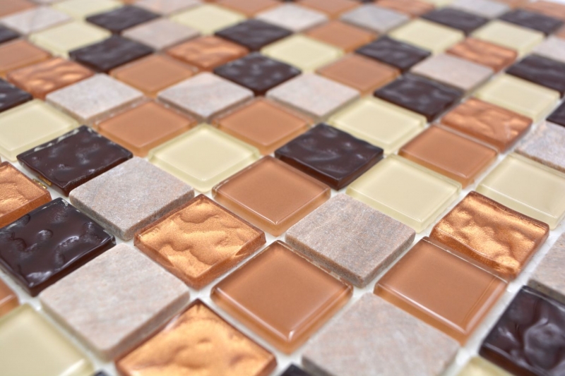 Hand sample mosaic tile Tile backsplash self-adhesive Translucent stone beige brown Glass mosaic Crystal stone beige brown MOS200-4M372_m