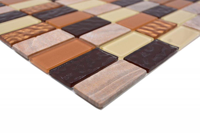Hand pattern mosaic tile Tile backsplash self-adhesive Translucent stone beige brown Rectangle Glass mosaic Crystal stone beige brown MOS200-4MS75_m