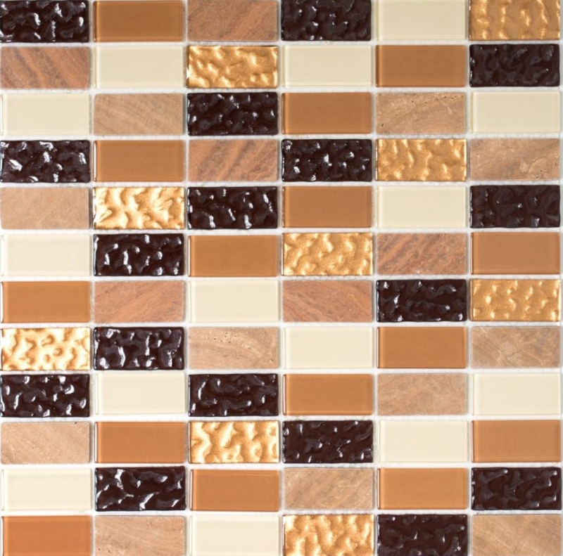 Hand pattern mosaic tile Tile backsplash self-adhesive Translucent stone beige brown Rectangle Glass mosaic Crystal stone beige brown MOS200-4MS75_m