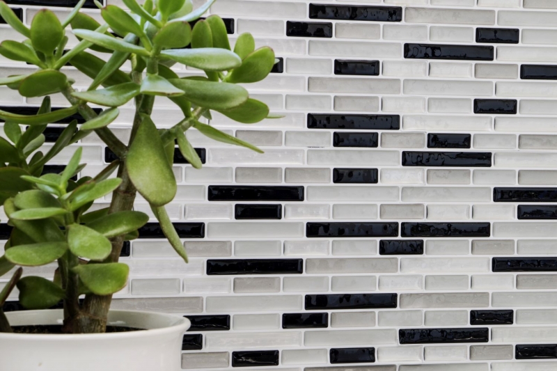 Hand pattern mosaic tile tile mirror self-adhesive vinyl foil vinyl silver black vinyl Midnight Marble Dream 4-pack MOSVinyl-24050_m