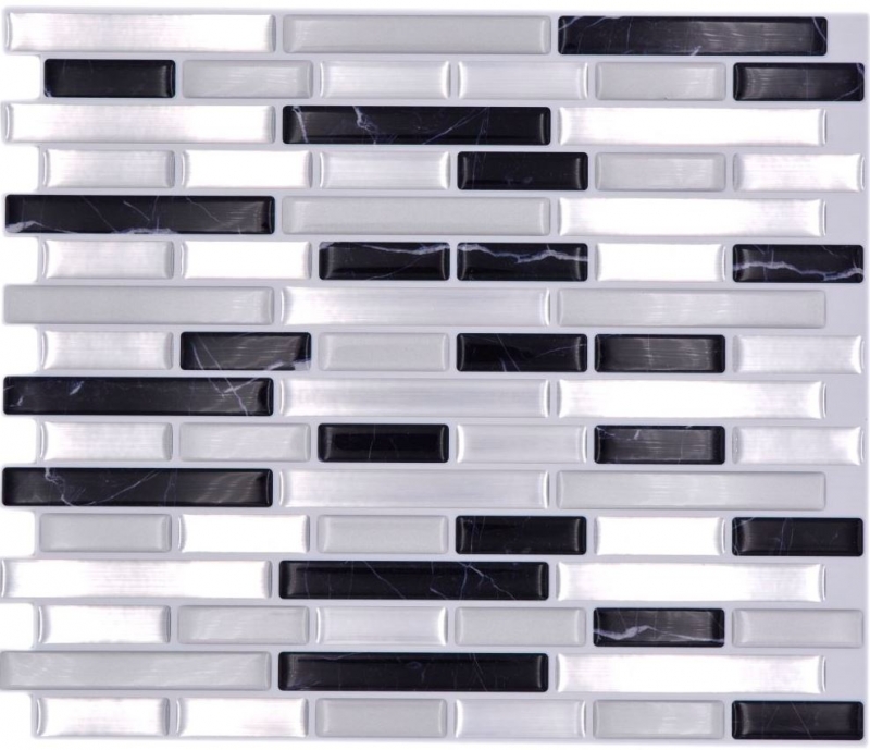 Hand pattern mosaic tile tile mirror self-adhesive vinyl foil vinyl silver black vinyl Midnight Marble Dream 4-pack MOSVinyl-24050_m