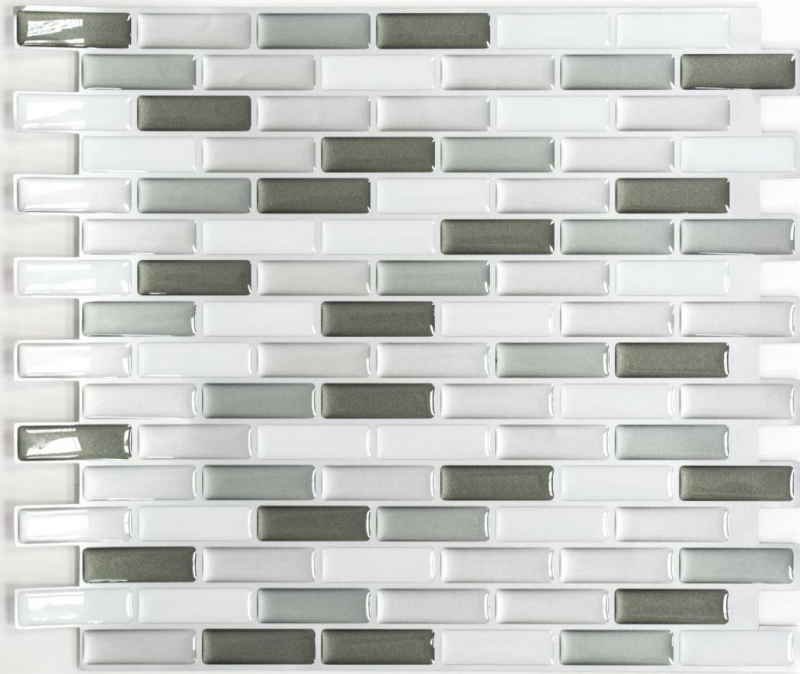 Hand pattern mosaic tile tile mirror self-adhesive vinyl foil vinyl silver white vinyl gray silver oblong 4-pack MOSVinyl-24086_m