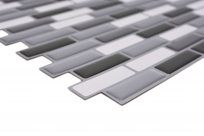 Hand pattern mosaic tile tile mirror self-adhesive vinyl foil vinyl silver white vinyl gray silver oblong 4-pack MOSVinyl-24086_m