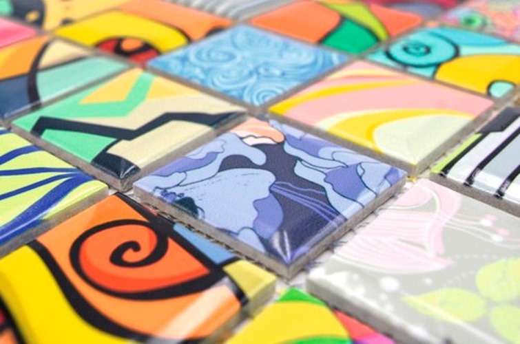Hand sample colorful retro style mosaic tiles POP UP ART design wall cladding backsplash MOS14-1605_m