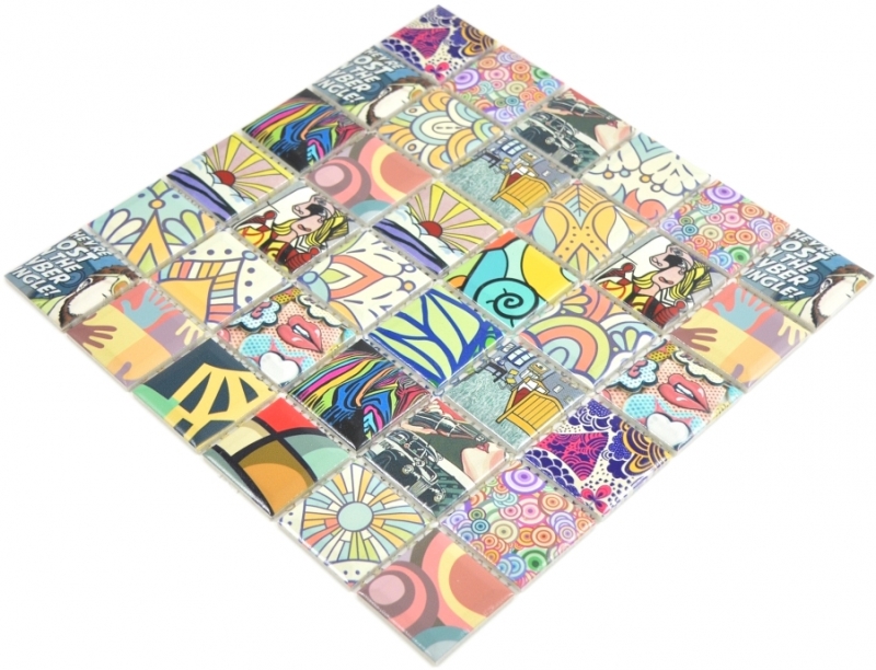 Hand pattern colorful retro style mosaic tiles POP UP ART design kitchen splashback MODERN MOS14-1606_m