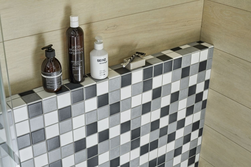 Hand sample ceramic mosaic tile backsplash antique white gray anthracite wall tile kitchen bathroom tile MOS14-0123_m
