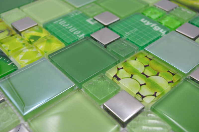 Hand pattern transparent crystal mosaic glass mosaic silver green wall tile backsplash kitchen shower bathroom MOS88-0517_m