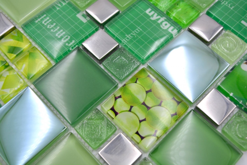 Hand pattern transparent crystal mosaic glass mosaic silver green wall tile backsplash kitchen shower bathroom MOS88-0517_m