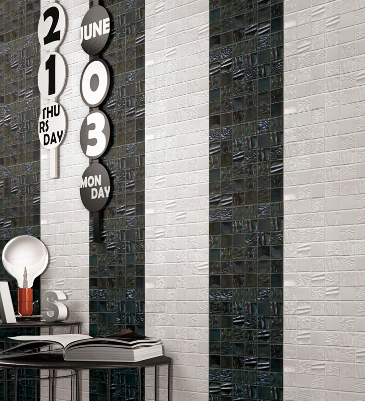 Hand-painted ceramic mosaic Kanaan black mosaic tile wall tile backsplash kitchen bathroom MOS14-0003_m
