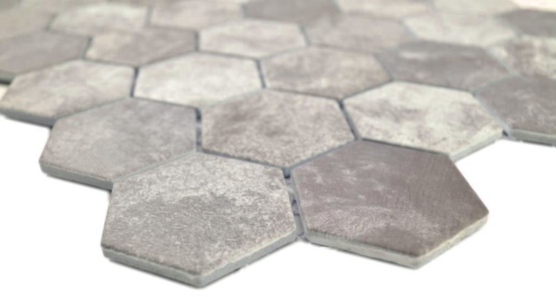 Hand pattern ceramic mosaic hexagon cement dark gray mosaic tile wall tile backsplash kitchen bathroom MOS11H-0026_m