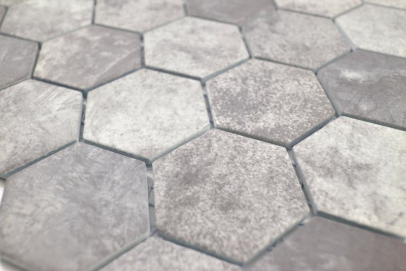 Hand pattern ceramic mosaic hexagon cement dark gray mosaic tile wall tile backsplash kitchen bathroom MOS11H-0026_m