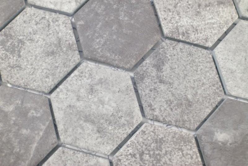 Hand pattern ceramic mosaic hexagon cement dark gray mosaic tile wall tile backsplash kitchen bathroom MOS11H-0026_m