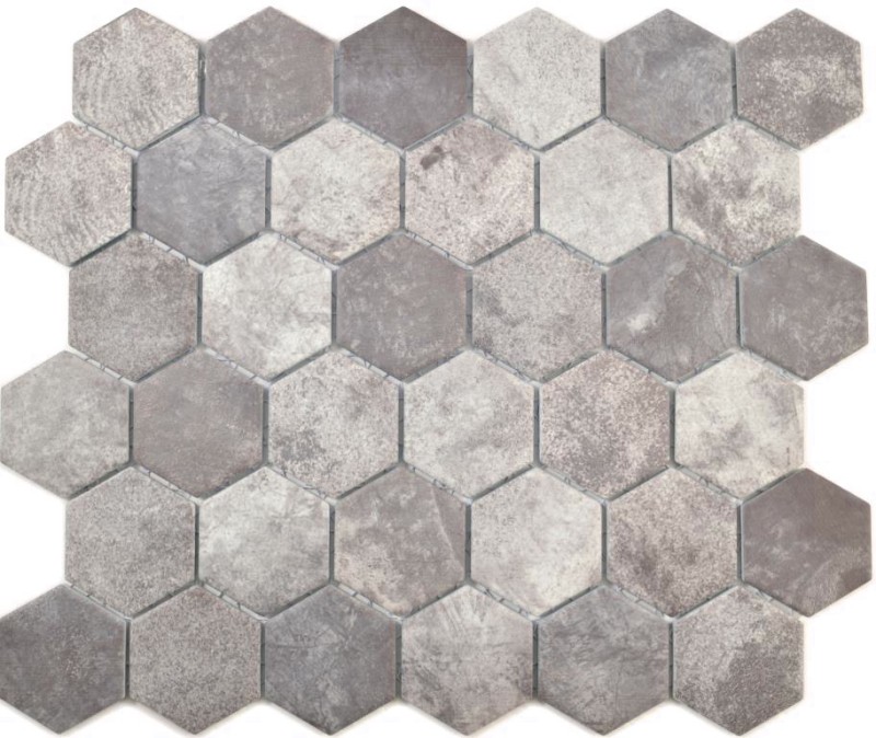 Hand pattern ceramic mosaic hexagon cement dark gray mosaic tile wall tile backsplash kitchen bathroom MOS11H-0026_m