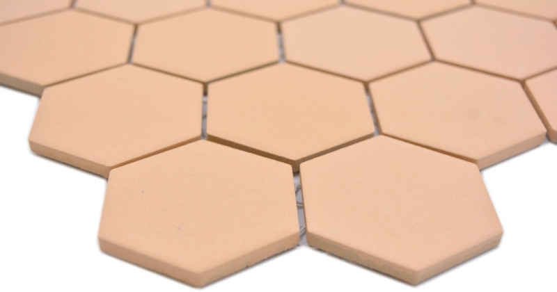Hand pattern ceramic mosaic hexagon ochre orange R10B shower tray floor tile mosaic tile kitchen bathroom floor MOS11H-0808-R10_m