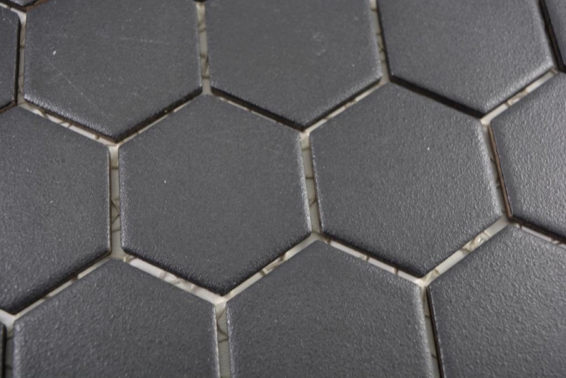 Hand pattern ceramic mosaic hexagon black R10B shower tray floor tile mosaic tile kitchen bathroom floor MOS11H-0303-R10_m