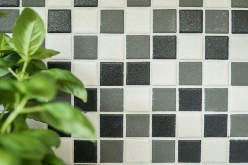 Hand sample mosaic tile ceramic black white anthracite matt shower tray MOS18-2213-R10_m